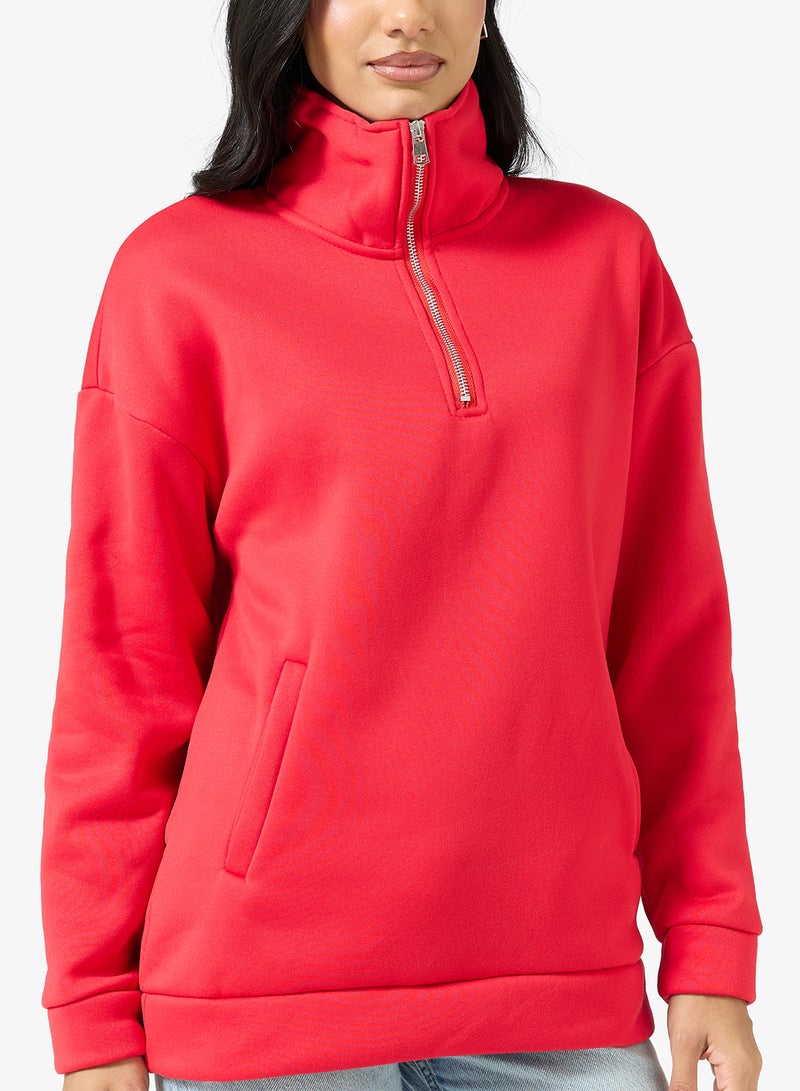 Ginger Basics Soft Touch Zip Up Oversize Sweatshirt - Image 3