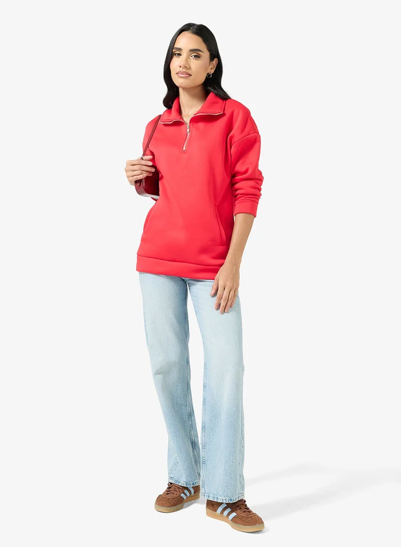 Ginger Basics  Soft Touch Zip Up Oversize Sweatshirt for Women | Best Price UAE