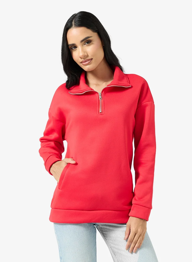Ginger Basics  Soft Touch Zip Up Oversize Sweatshirt for Women | Best Price UAE
