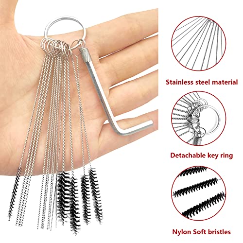 TEMI Set of 2 Carburetor cleaner tools kit Jet Cleaning Brushes Jet Pipe Cleaning Needles Carb Jet Dirt Cleaner kit 10 Brushes 20 Needles and 2 Throttle Wrench - Image 3