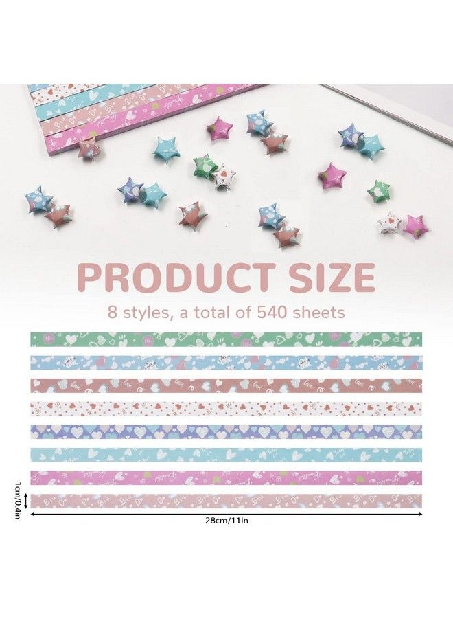 BangBoom 540 Sheets Origami Stars Paper Strips Diy Hand Crafts Heart Lucky Colorful Star 8 Different Styles Decoration Folding Paper For Arts Crafting Supplies School Teaching (Heart B)  - Image 3