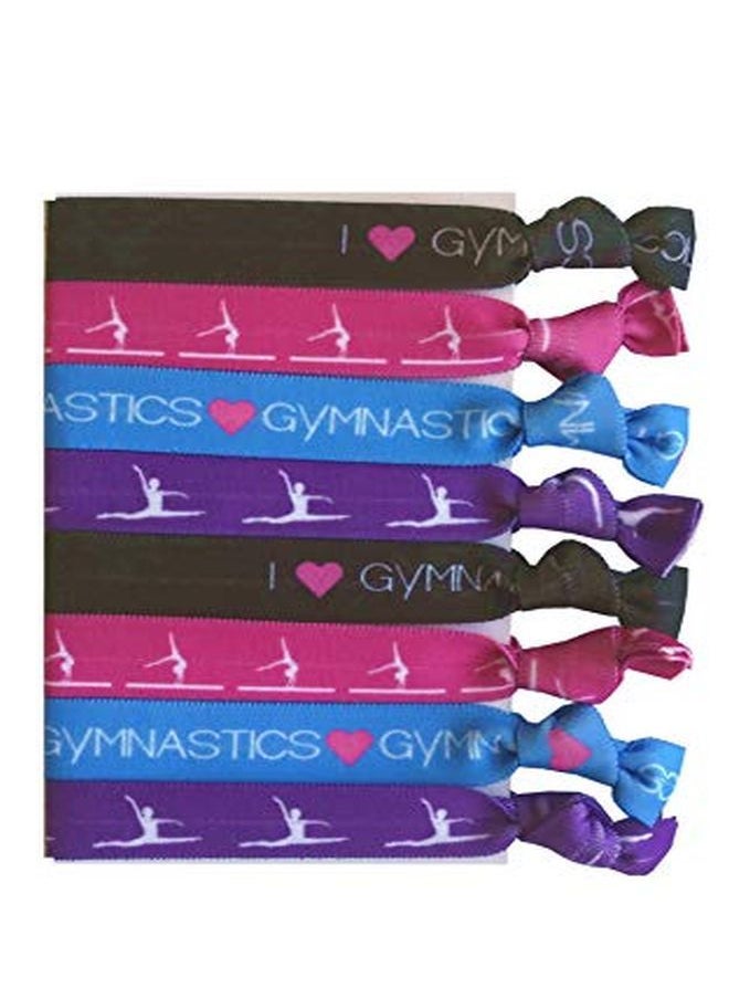 Sportigift 8 Piece Gymnastics Hair Elastic Set Accessories For Gymnasts, Women, Girls, Gymnastics Teachers And Coaches, Gymnastics Classes Made In The Usa  - Image 1