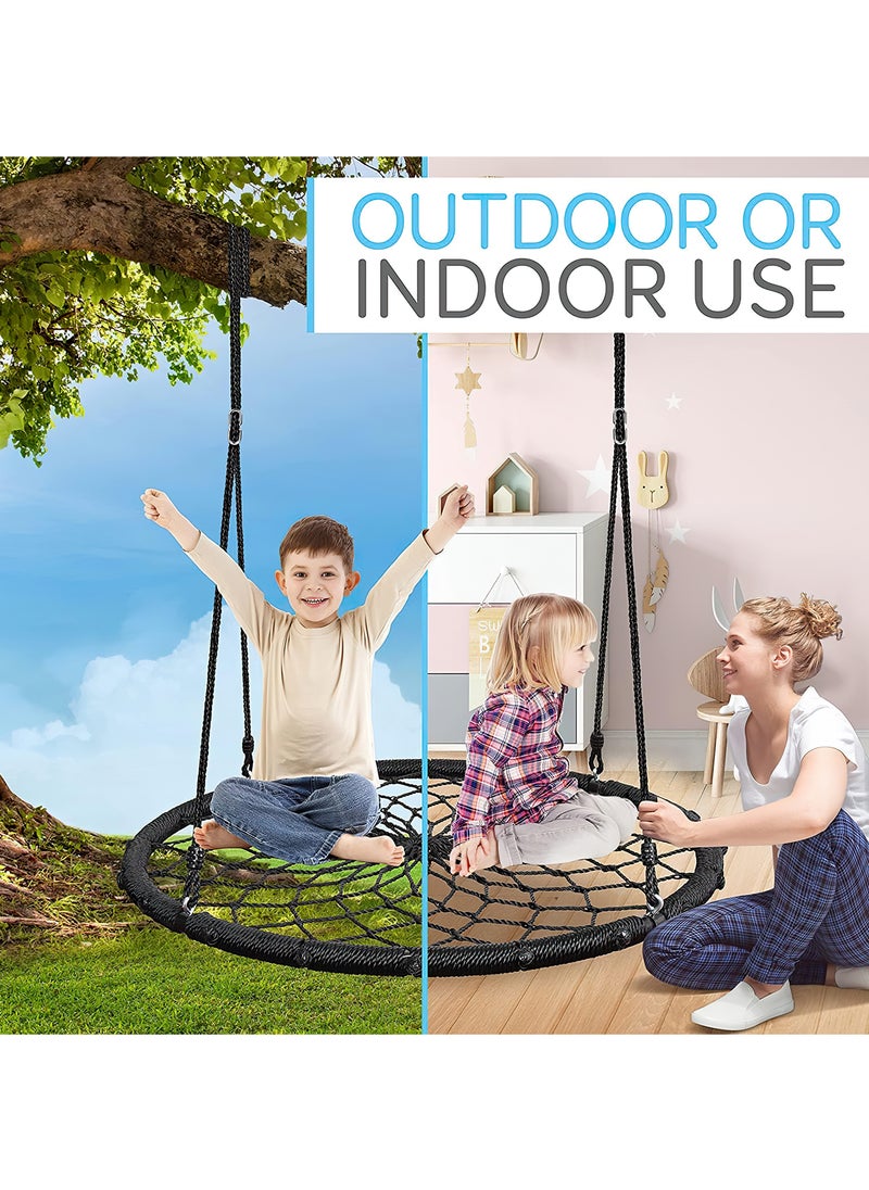 Funz - Nest Web Net Tree Swing with Detachable Nylon Rope Durable Steel Frame Max 300kg For Kids, Outdoor, Backyard, Playground Black Color - Image 1