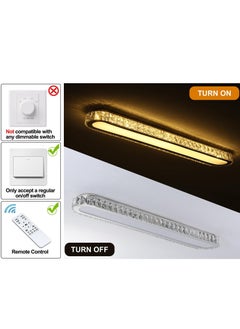 Ganeed Dimmable LED Crystal Ceiling Light 39'' Kitchen Lighting Fixtures Ceiling Modern Luxury Crystal Ceiling Light with Remote Chrome Long Ceiling Light Fixture for Kitchen Dining Room Hallway,48W  - Image 4