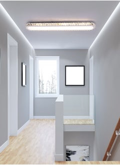 Ganeed Dimmable LED Crystal Ceiling Light 39'' Kitchen Lighting Fixtures Ceiling Modern Luxury Crystal Ceiling Light with Remote Chrome Long Ceiling Light Fixture for Kitchen Dining Room Hallway,48W  - Image 2