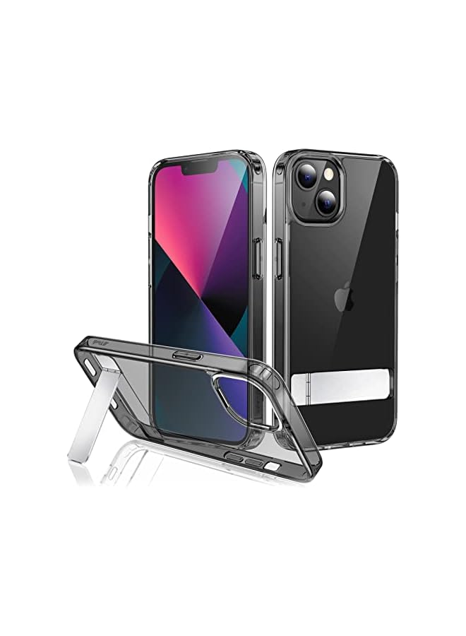 جي تيك حافظة JETech بمسند لهاتف iPhone 13 mini، مقاس 5.4 بوصة، تدعم الشحن اللاسلكي، غطاء هاتف نحيف مقاوم للصدمات، حامل معدني ثلاثي الاتجاهات (أسود) - Image 1