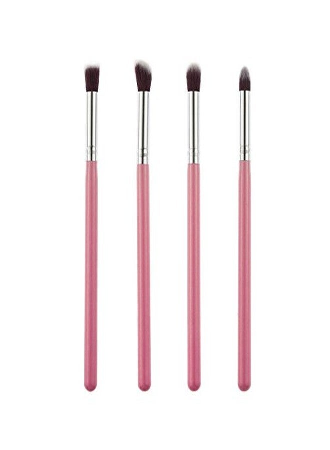 Gugzy 4 pcs Pro Makeup Cosmetic Tool Eye Shadow Foundation Blending Brush (Pink Silver) - Image 2