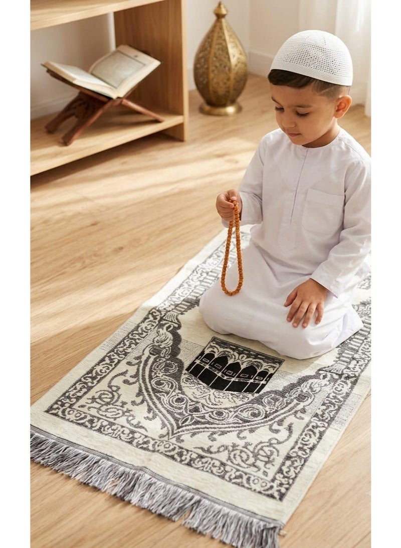Children's prayer set with a mat and prayer beads, Islamic design in multiple colors, made of soft material comfortable for prayer, lightweight, suitable for boys and girls - a unique educational gift - Image 1
