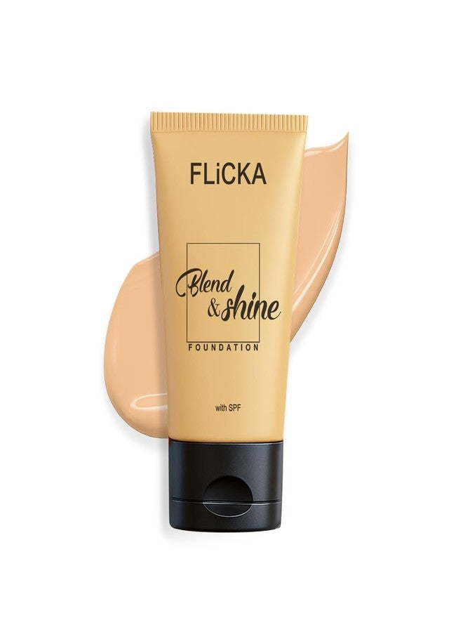 FLiCKA Blend and Shine Liquid Foundation for Face Makeup 30ml | Medium to High Coverage | Vitamin E, Avocado Oil & SPF | Moisturizing, Lightweight, Waterproof | All Skin Types | 01 Ivory - Image 1