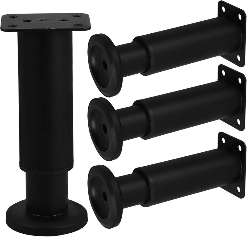 4pcs Adjustable Cabinet Legs Furniture Feet with Large Base 12-18cm Height Adjustable Riser Supports for Sofas Beds Tables Black - Image 1