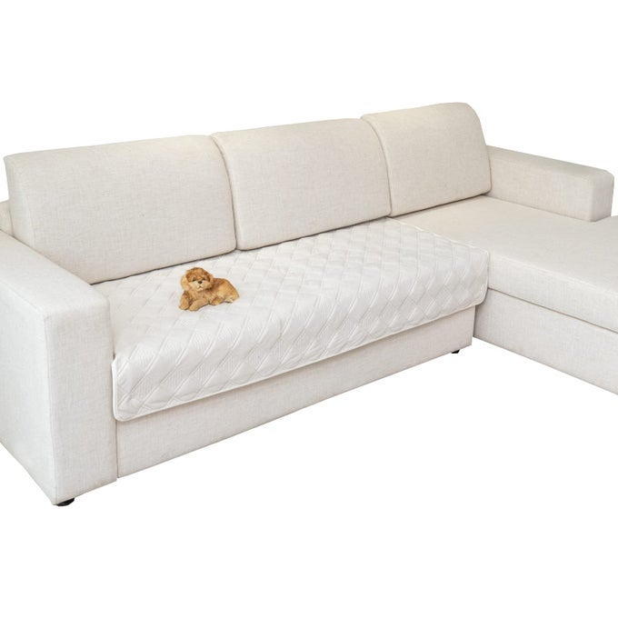 SECTIONAL COUCH COVERSL SHAPE SOFA SLIPCOVER FURNITURE PROTECTOR FOR DOGS CATS PET CHAISE LOUNGE 3 CUSHION COUCH LOVESEATWHITE 43 X 82 INCHES ONLY 1 PIECE