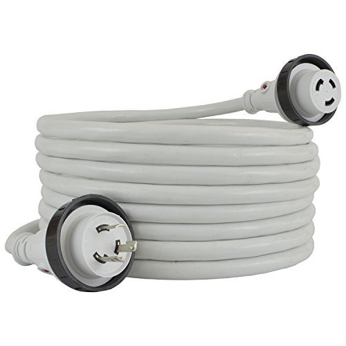 Conntek 17101-025RE Marine Shore Power 30 Amp Cordset with Light Indicator (White, 25-Feet) - Image 1