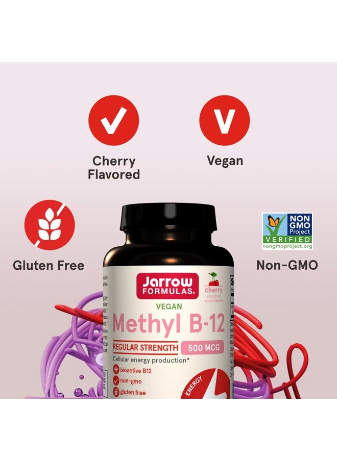 jarrow formulas Regular Strength Methyl B-12 500mcg, Dietary Supplement for Cellular Energy Production and Brain Health Support, 100 Cherry-Flavored Chewable Tablets, 100 Day Supply, Pack of 12  - Image 5