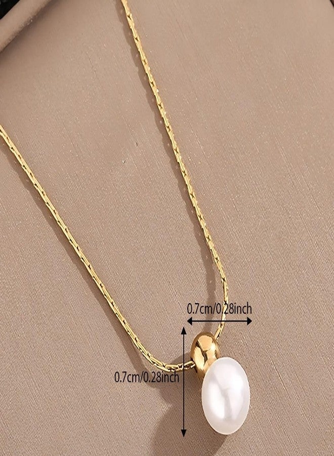SHAHEEBA 18K Gold Plated Stainless Steel Pearl Pendant Necklace - Waterproof, Anti-Tarnish, Hypoallergenic Minimalist Jewelry for Women & Girls - Elegant Gift-Ready Design - Image 5