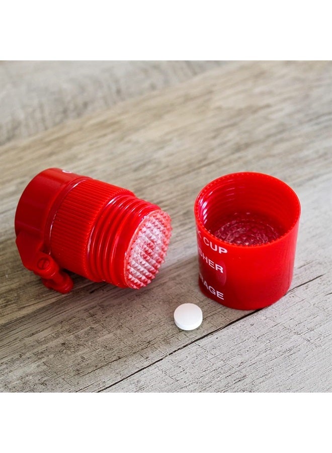 Ezy Dose كسارة حبوب بثلاثة أقسام، قاطع وطاحن، للاستخدام اليومي، قطع الحبوب بأمان، الفيتامينات، الأقراص، قطع دقيقة وسهلة، شفرة من الفولاذ المقاوم للصدأ، كوب شرب قابل للإزالة، أحمر، خالي من BPA - Image 5