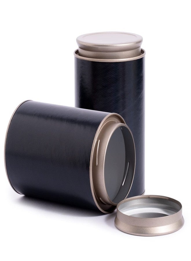 Tianhui Airtight Round Tins for Matcha Powder Tea Coffee Beans Modern Style Portable Small Storage jar (black, 2*Large (91x150mm)) - Image 1
