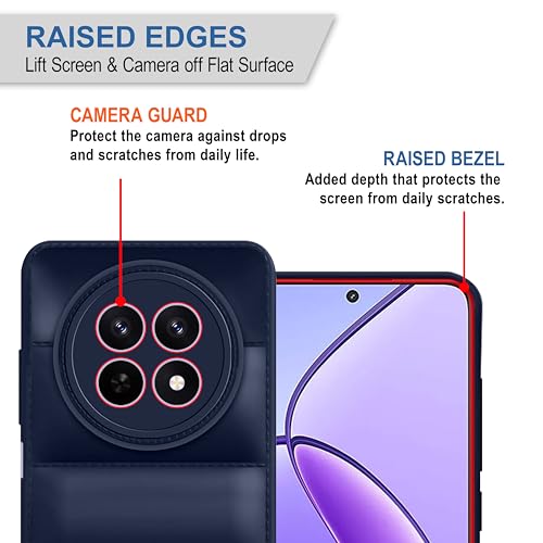 CEDO Realme 12x/ 12/13/ Realme C65/ Narzo 70x (5G) Back Cover | Camera Bump & 360° Flexible Puff Armor Protection | Matte Soft Silicon Shock Proof Rubberised Back Case Cover (Blue) - Image 2