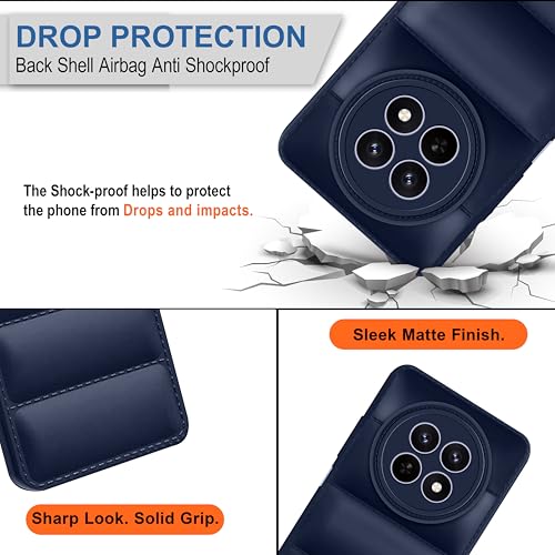 CEDO Realme 12x/ 12/13/ Realme C65/ Narzo 70x (5G) Back Cover | Camera Bump & 360° Flexible Puff Armor Protection | Matte Soft Silicon Shock Proof Rubberised Back Case Cover (Blue) - Image 3