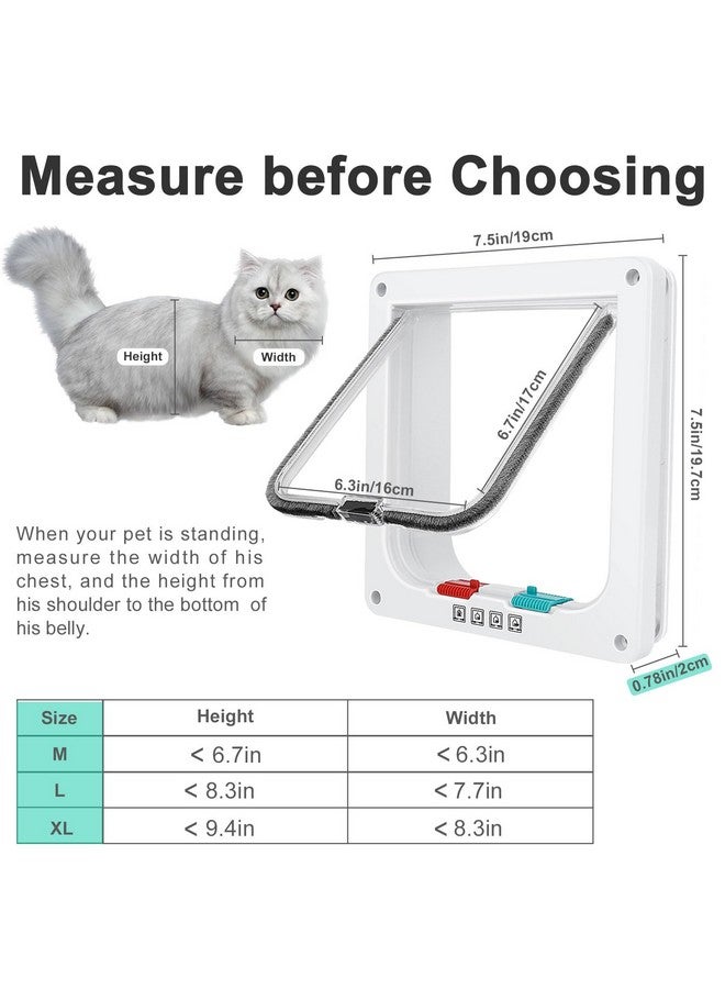 ليسمون باب قطط رفيع للنوافذ وأبواب الحيوانات الأليفة والباب المنزلق، باب آمن للحيوانات الأليفة مع قفل بأربعة اتجاهات، رفرف قطط مقاوم للطقس للباب والجدار الرقيق (متوسط، 7.7 × 7.5 × 0.78 بوصة) - Image 5