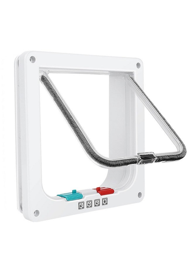 ليسمون باب قطط رفيع للنوافذ وأبواب الحيوانات الأليفة والباب المنزلق، باب آمن للحيوانات الأليفة مع قفل بأربعة اتجاهات، رفرف قطط مقاوم للطقس للباب والجدار الرقيق (متوسط، 7.7 × 7.5 × 0.78 بوصة) - Image 1