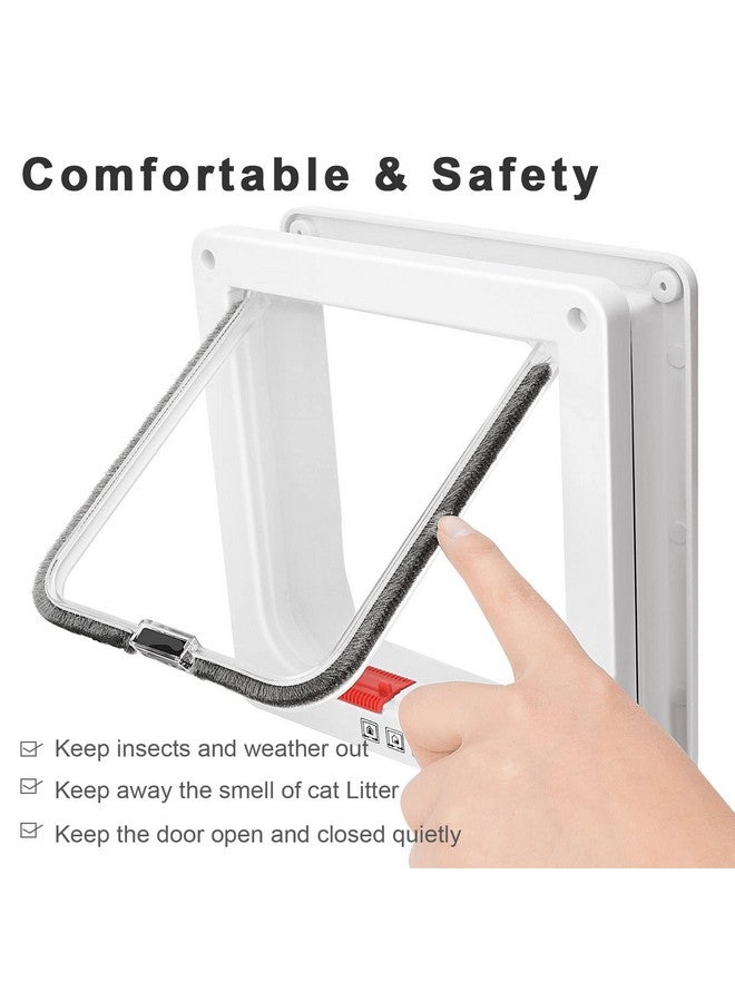 ليسمون باب قطط رفيع للنوافذ وأبواب الحيوانات الأليفة والباب المنزلق، باب آمن للحيوانات الأليفة مع قفل بأربعة اتجاهات، رفرف قطط مقاوم للطقس للباب والجدار الرقيق (متوسط، 7.7 × 7.5 × 0.78 بوصة) - Image 4