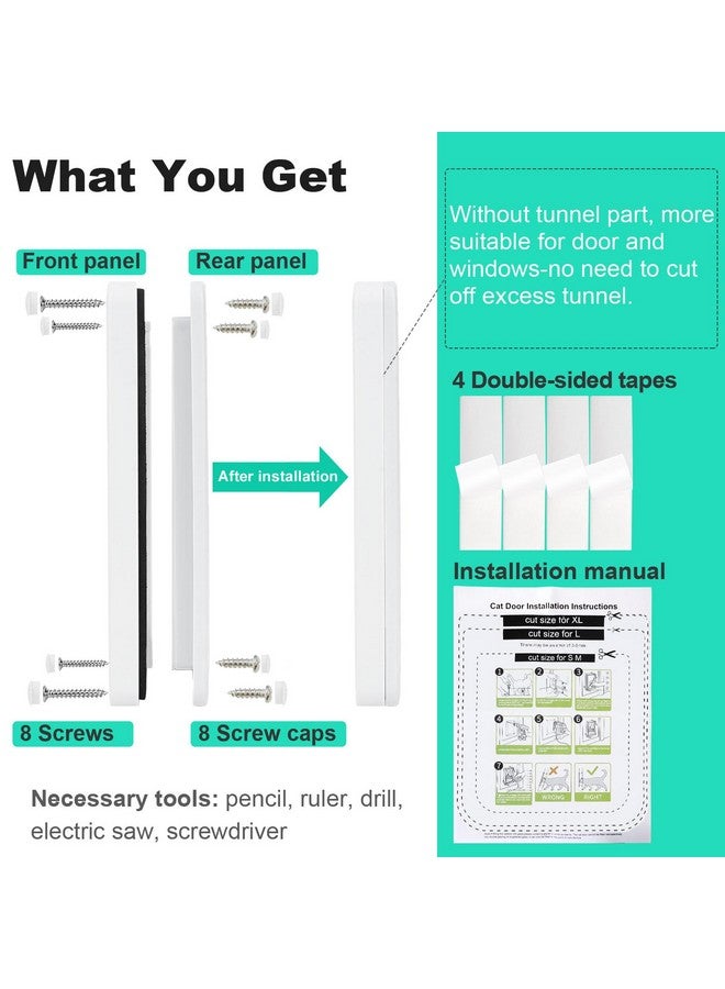 ليسمون باب قطط رفيع للنوافذ وأبواب الحيوانات الأليفة والباب المنزلق، باب آمن للحيوانات الأليفة مع قفل بأربعة اتجاهات، رفرف قطط مقاوم للطقس للباب والجدار الرقيق (متوسط، 7.7 × 7.5 × 0.78 بوصة) - Image 2
