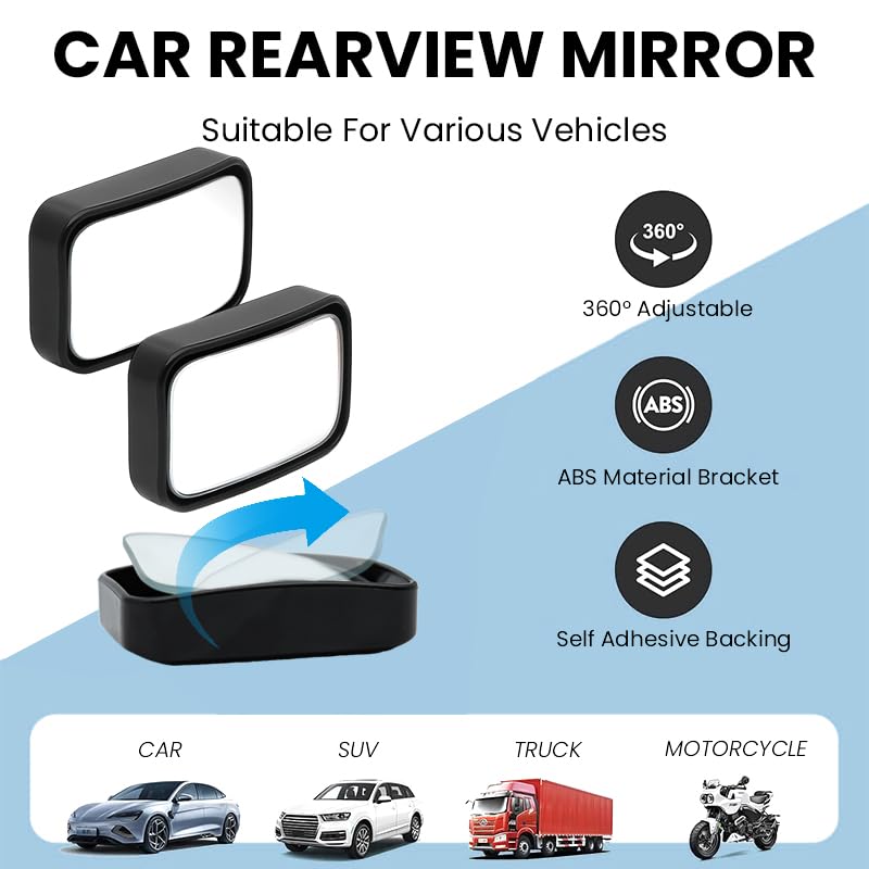 STHIRA® Car Rearview Mirror rain Eyebrow Car Rearview Mirror Auxiliary Blind Spot Wide-Angle - Image 3