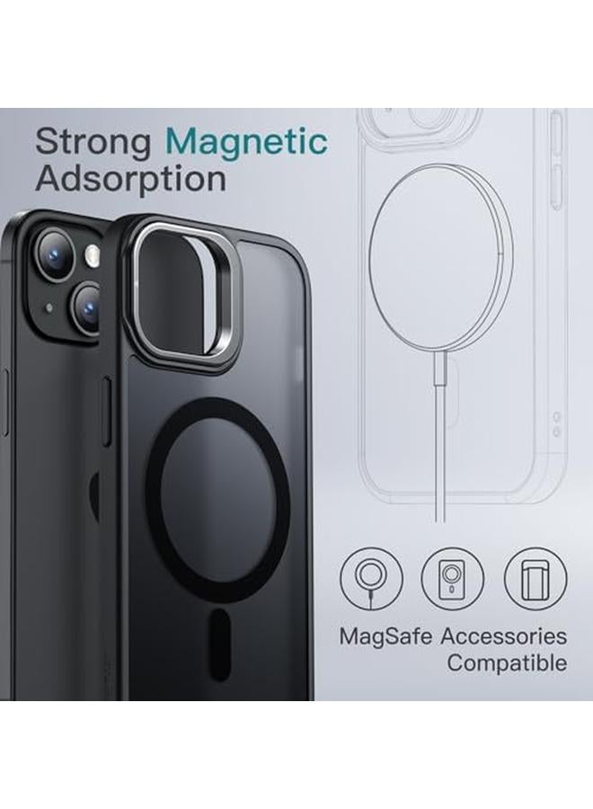 Jetech Kickstand Case For Iphone 15 Plus 6.7 Inch Compatible With Magsafe Built In Adjustable Camera Stand Translucent Matte Magnetic Back Slim Shockproof Phone Cover Black - Image 3