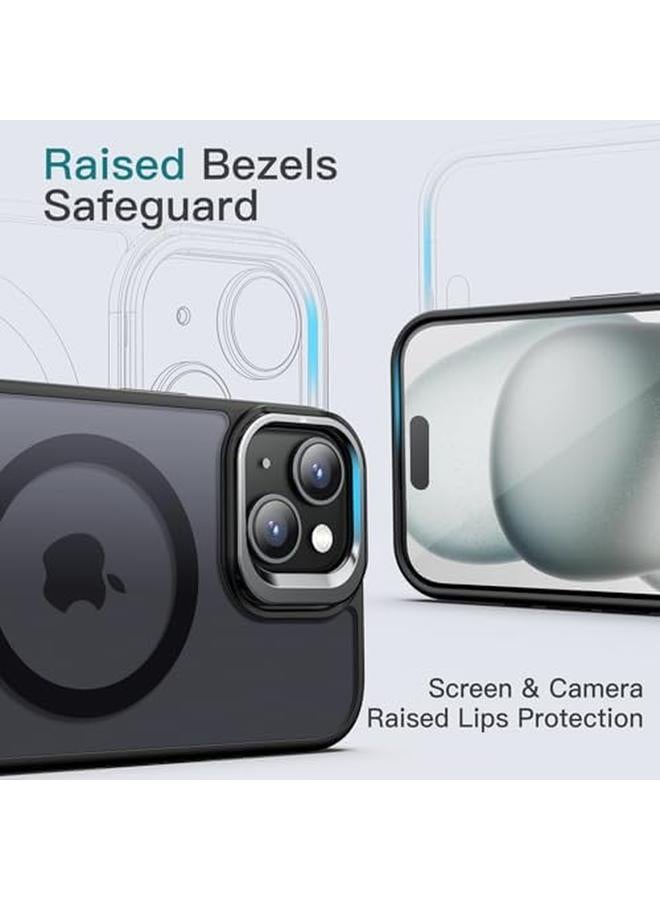 Jetech Kickstand Case For Iphone 15 Plus 6.7 Inch Compatible With Magsafe Built In Adjustable Camera Stand Translucent Matte Magnetic Back Slim Shockproof Phone Cover Black - Image 5