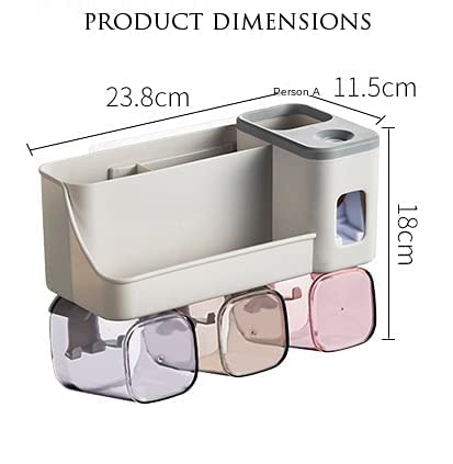 K.B.SALES KB SALES Toothbrush Holder with Automatic Toothpaste Dispenser Multi Space Saving Toothbrush Organizer with Cups Brush Slots No Drill Need 3 Cup Multicolor - Image 3