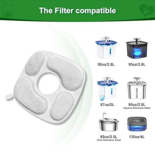 MANFCAT 24 Pcs Cat Water Fountain Filter12 Pack Filters 12 Pack PreFilter Sponges Compatible with 95oz28L Pet Fountain - Image 3