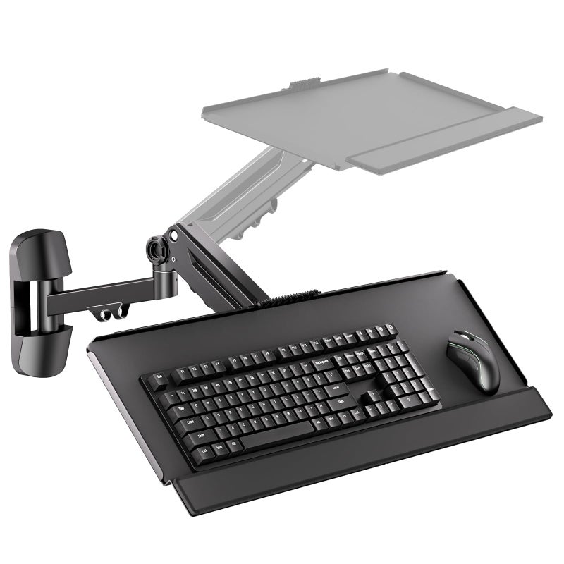 Putilsen Mount Wall Mount Keyboard Tray- Keyboard and Mouse Stand & Monitor Mount Arm,Height Adjustable Typing Platform Holds up to 26.4 lbs,Black - Image 1