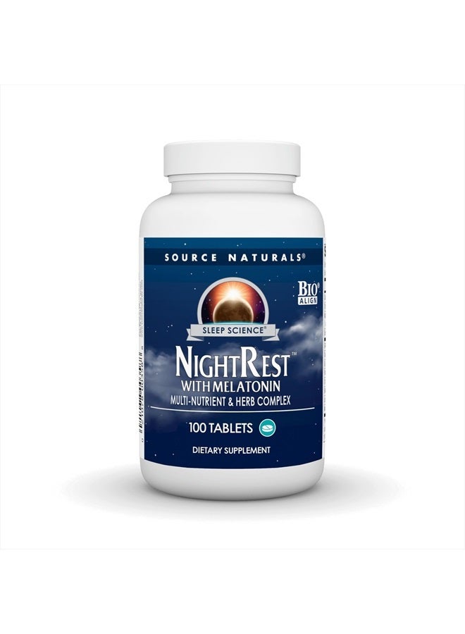 Source Naturals Sleep Science NightRest with Melatonin - BioAligned MultiNutrient & Herb Complex, for Rest & Relaxation Support* - 100 Tablets - Image 1