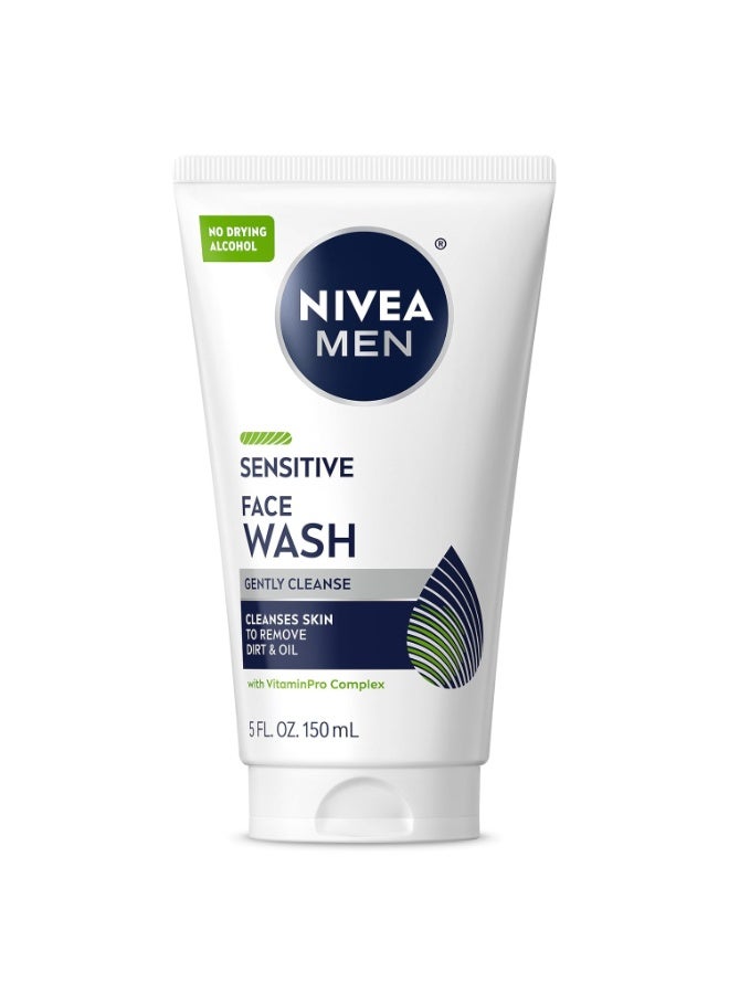 NIVEA MEN Sensitive Face Wash with Vitamin E and Chamomile Extract, No Drying Alcohol, Gentle Face Wash for Men with Sensitive Skin, 5 Fl Oz Tube - Image 2