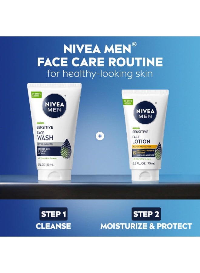 NIVEA MEN Sensitive Face Wash with Vitamin E and Chamomile Extract, No Drying Alcohol, Gentle Face Wash for Men with Sensitive Skin, 5 Fl Oz Tube - Image 3