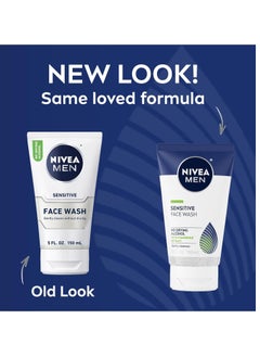 NIVEA MEN Nivea Men Sensitive Face Wash with Vitamin E, Chamomile and Witch Hazel Extracts, Gently Cleanses Skin Without Drying, 5 Fl Oz Tube  - Image 3