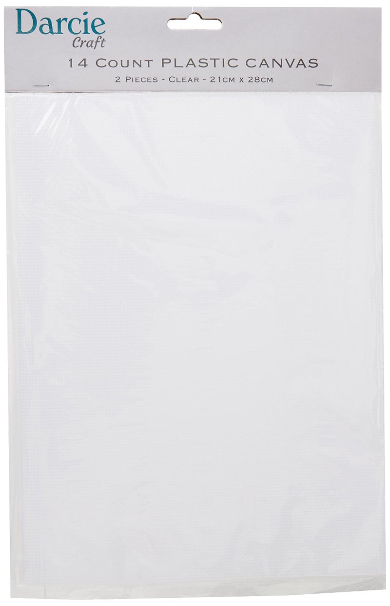 Darice 14 Mesh Clear Plastic Canvas â€“ Create a Variety of Fun Plastic Canvas Crafts Including Bookmarks, Picture Frames, Pins and More â€“ 2 Sheets, 14 Holes Per Inch, 8.25â€x11â€ Per Sheet - Image 1