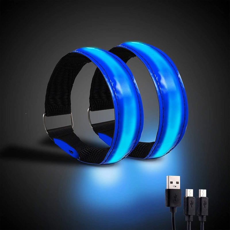 OMKHE Rechargeable LED Armband for Running(2 Pack), Light Up LED Armband, High Visibility Reflective Running Gear for Night Safety, Running Lights for Running Walking Cycling - Image 1