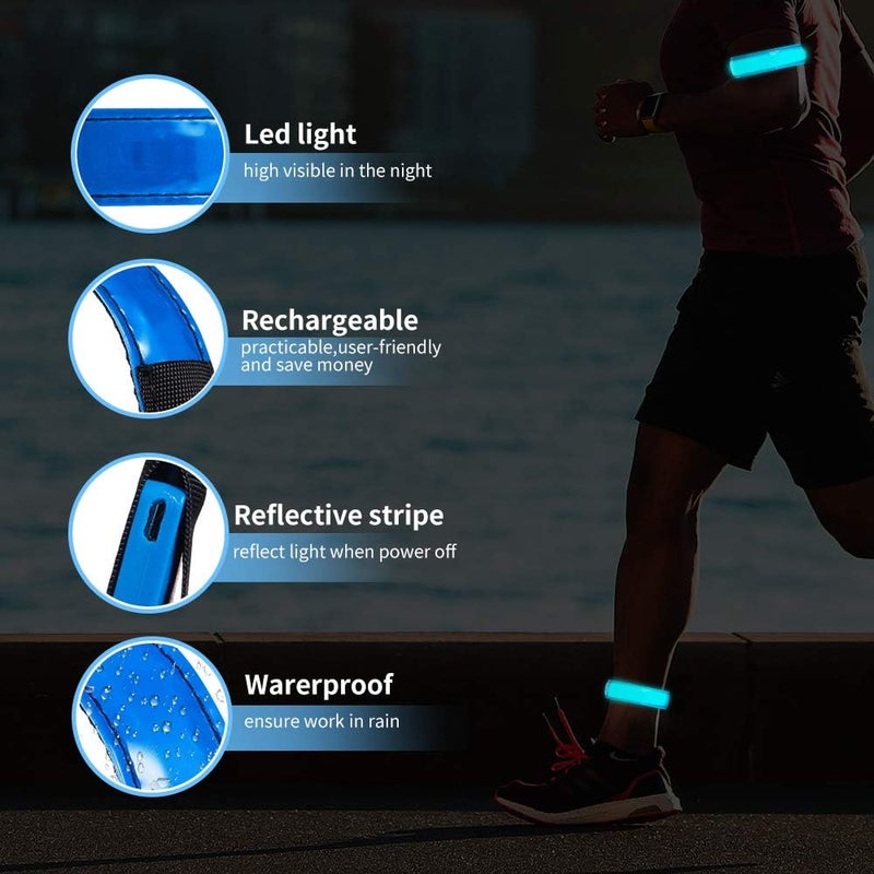 OMKHE Rechargeable LED Armband for Running(2 Pack), Light Up LED Armband, High Visibility Reflective Running Gear for Night Safety, Running Lights for Running Walking Cycling - Image 4