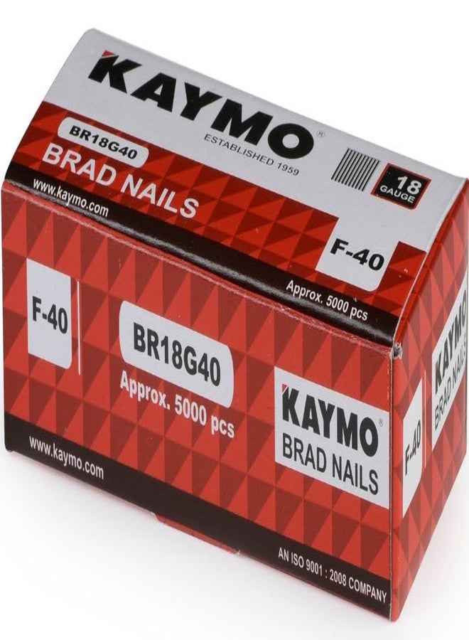 Kaymo F-Series 18G Brad Nails 40 mm - 5000 Nails | Heavy-Duty Steel Fasteners for Woodwork, Modular Kitchens, MDF, Canvas Art, Construction | High Precision | Compatible with Kaymo Brad Nailers - Image 2