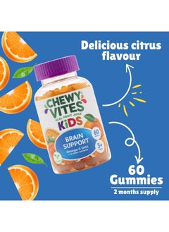 CHEWY VITES Kids Brain Support 60 Gummy Vitamins Omega 3 Dha 2 Months Supply Real Fruit Juice Orange Flavour 1-A-Day Vegan 3 Years +  - Image 4