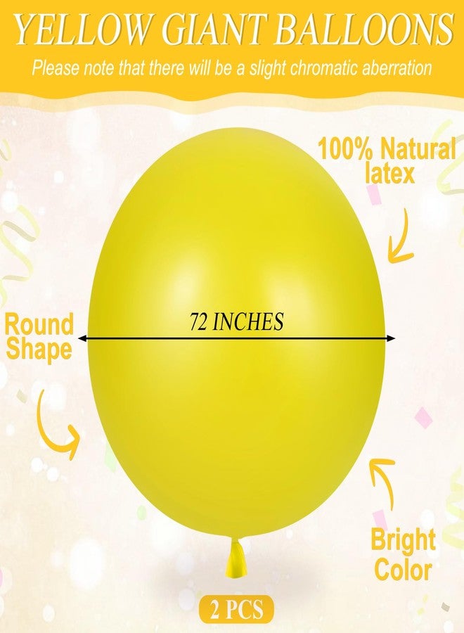 Leitee 2 Pcs 72 Inch Giant Balloons Round Latex Large Human Egg Jumbo Balloons Inflatable Air Decorations for Birthday Party Wedding Engagement(Yellow) - Image 2