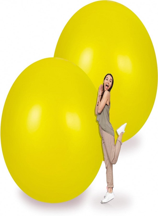 Leitee 2 Pcs 72 Inch Giant Balloons Round Latex Large Human Egg Jumbo Balloons Inflatable Air Decorations for Birthday Party Wedding Engagement(Yellow) - Image 1