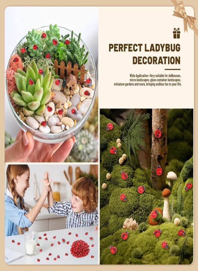 Yonseng 200pcs Mini Resin Ladybug Decor Tiny Ladybug for Crafts Dollhouse Miniatures Mini Resin Things Animals for Fairy Garden Micro Landscaping Home Decoration, 2 Types(0.32*0.4inch & 0.3*0.36inch) - Image 5