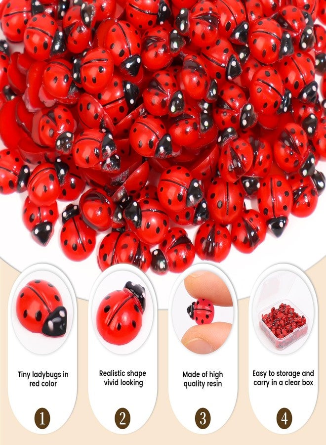 Yonseng 200pcs Mini Resin Ladybug Decor Tiny Ladybug for Crafts Dollhouse Miniatures Mini Resin Things Animals for Fairy Garden Micro Landscaping Home Decoration, 2 Types(0.32*0.4inch & 0.3*0.36inch) - Image 3