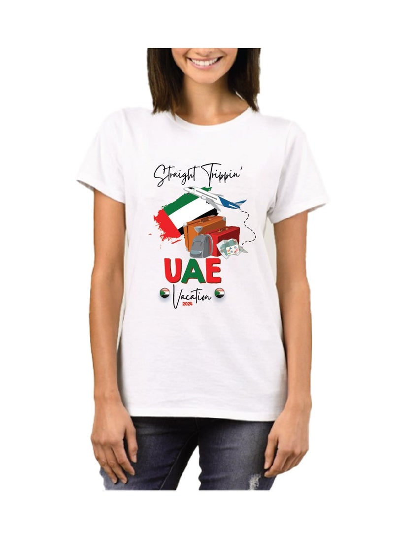 UAE Printed Vacation T-Shirts for Women - Capture Your Arabian Adventure - Image 1