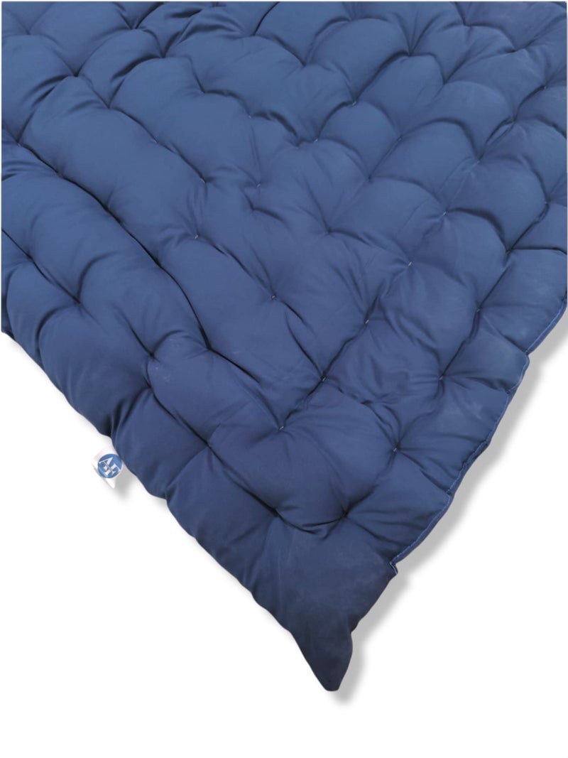 Deevine Craft Soft Foldable Cotton Quilt | Foldable Light Weight Filled Single Firm Rollable Mattress| Gadda (Solid Coloured, 1 Sleeping Capacity, 3 x 6 ft or 72 x 36 Inches) (Navy Blue) - Image 3