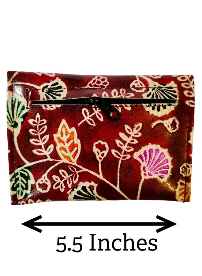 CLASSIQUE Shantiniketan Leather Clutch 5.5 Inch Multicolour (Meroon) - Image 2