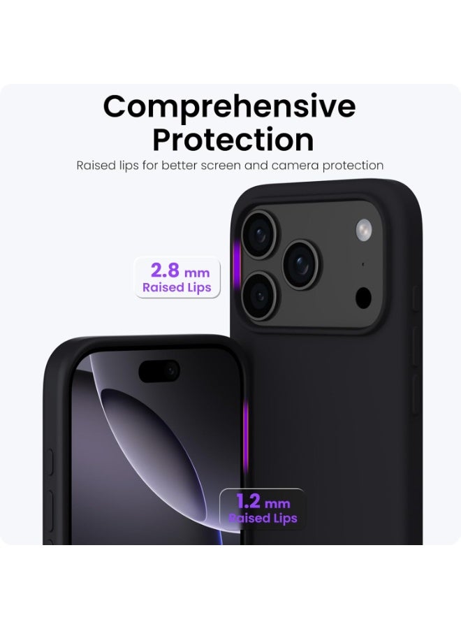 Denx Silicone Case Compatible with iPhone 17 Pro, Slim Liquid Silicone Phone Case with 3-Layer Soft Rubber Shockproof Bumper with TPU Lining (Black) - Image 4