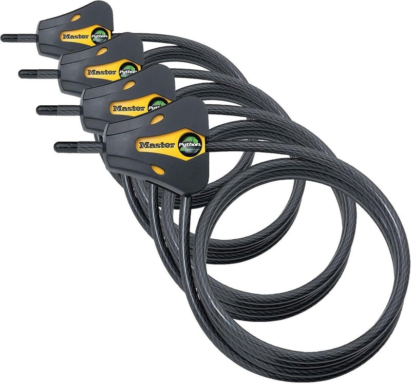 MasterLock قفل كابل بايثون 8419DPF مع مفتاح | (عبوة من 4) - Image 1